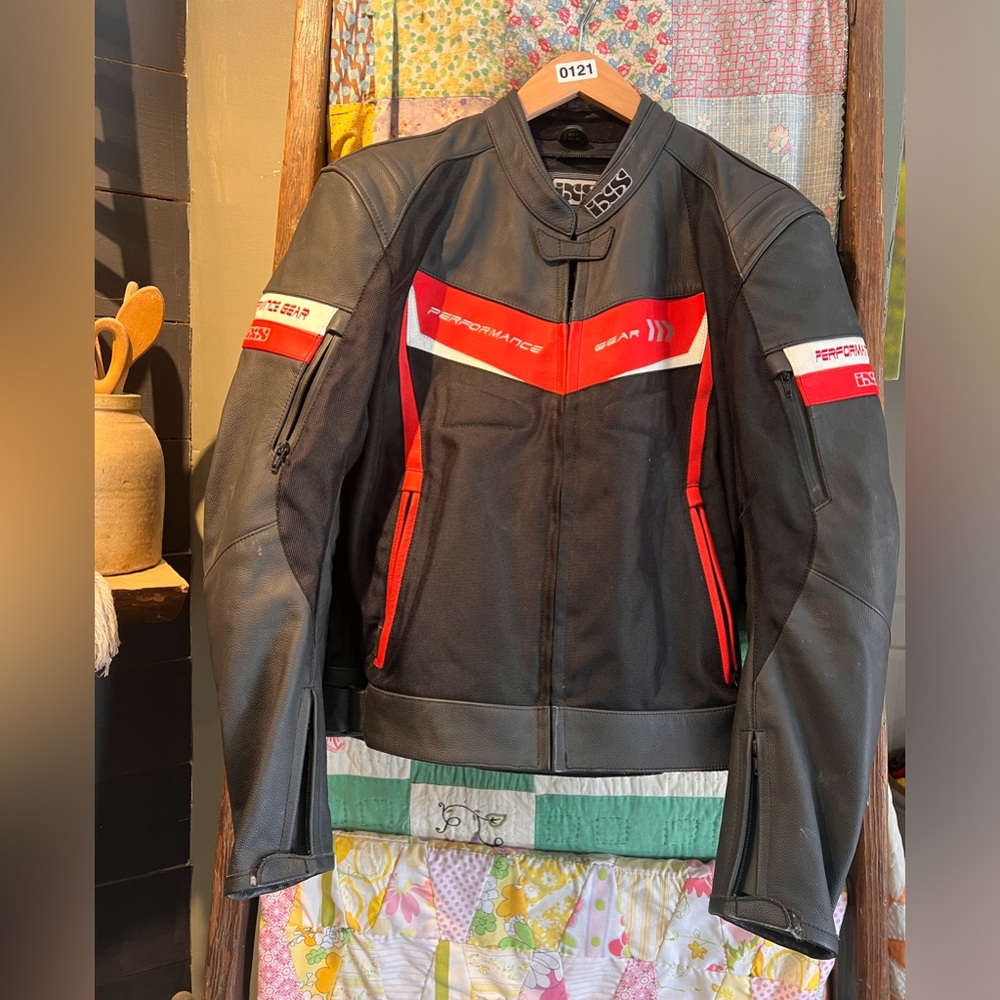 IXS Performance Gear Motorcycle Jacket Black and Red Size US 44